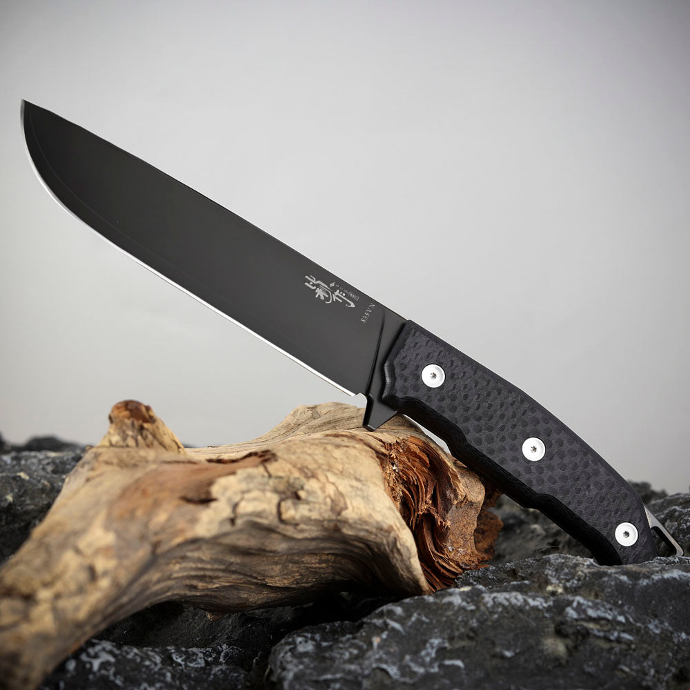 6.3 Inch S35VN Steel Fixed Blade Knife, DLC Coating, Carbon Fiber