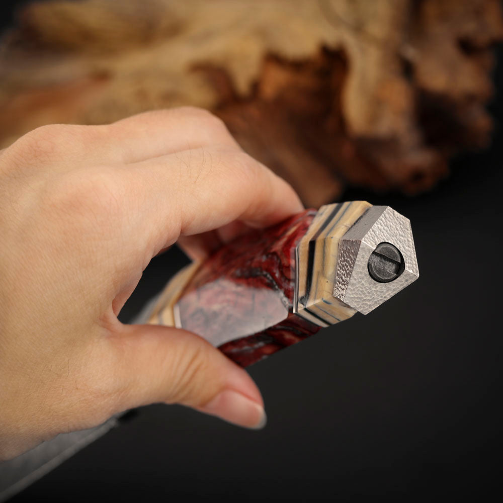 Mosaic Damascus Puukko Mammoth Tusks Handle