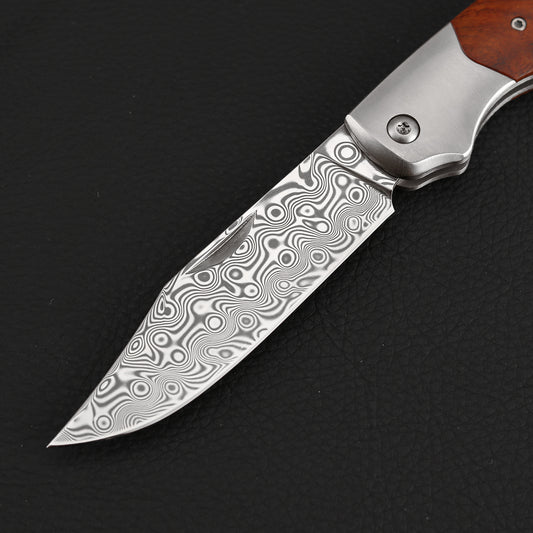 3 Inch Slip Joint Pocket Knife, Damascus Steel, Ironwood