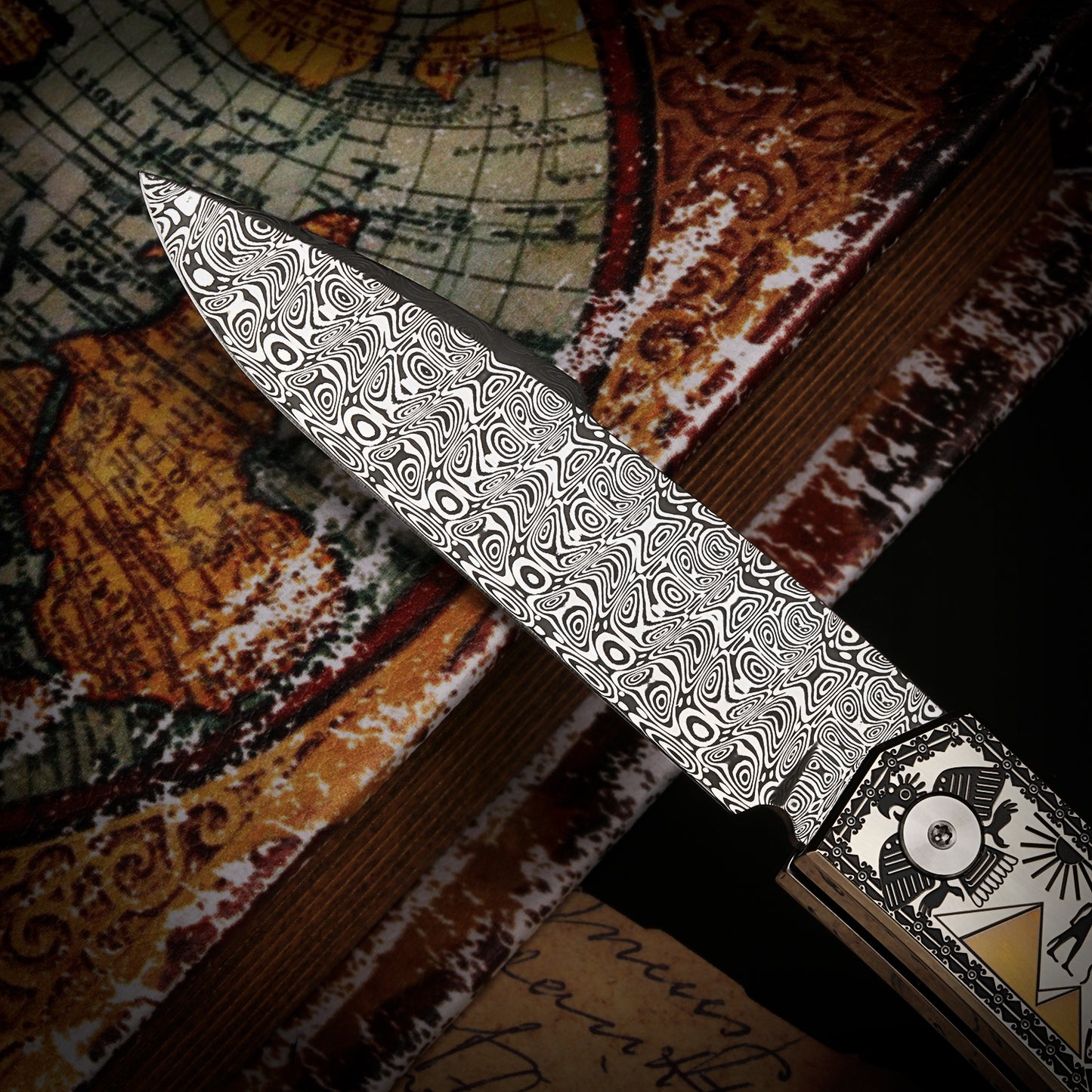 Slip Joint Knife in Damasteel Titanium Laser Engraving