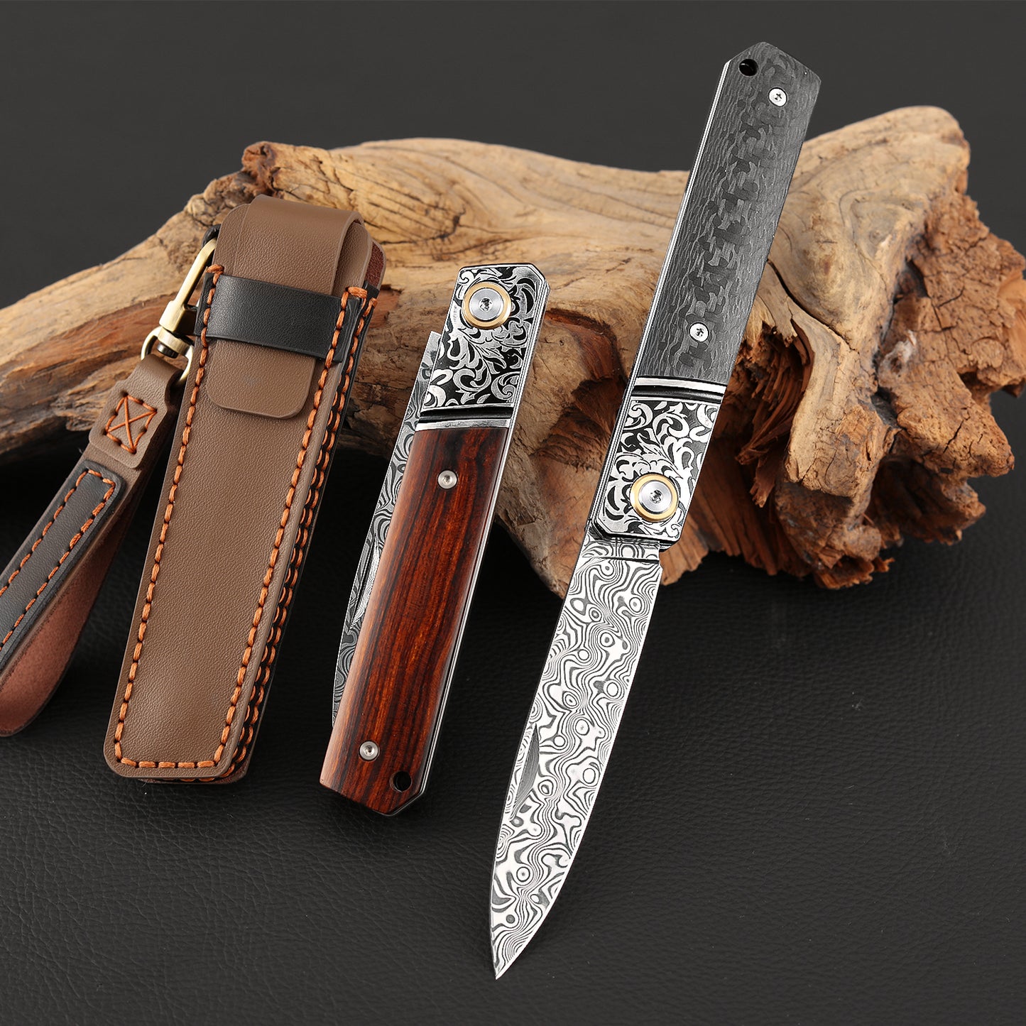 3.5 Incn Slip Joint Pocket Knife Powder Damascus Steel
