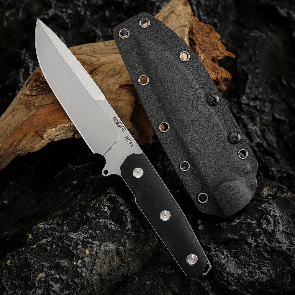 5 Inch DC53 Steel Fixed Blade Knife with Kydex Sheath