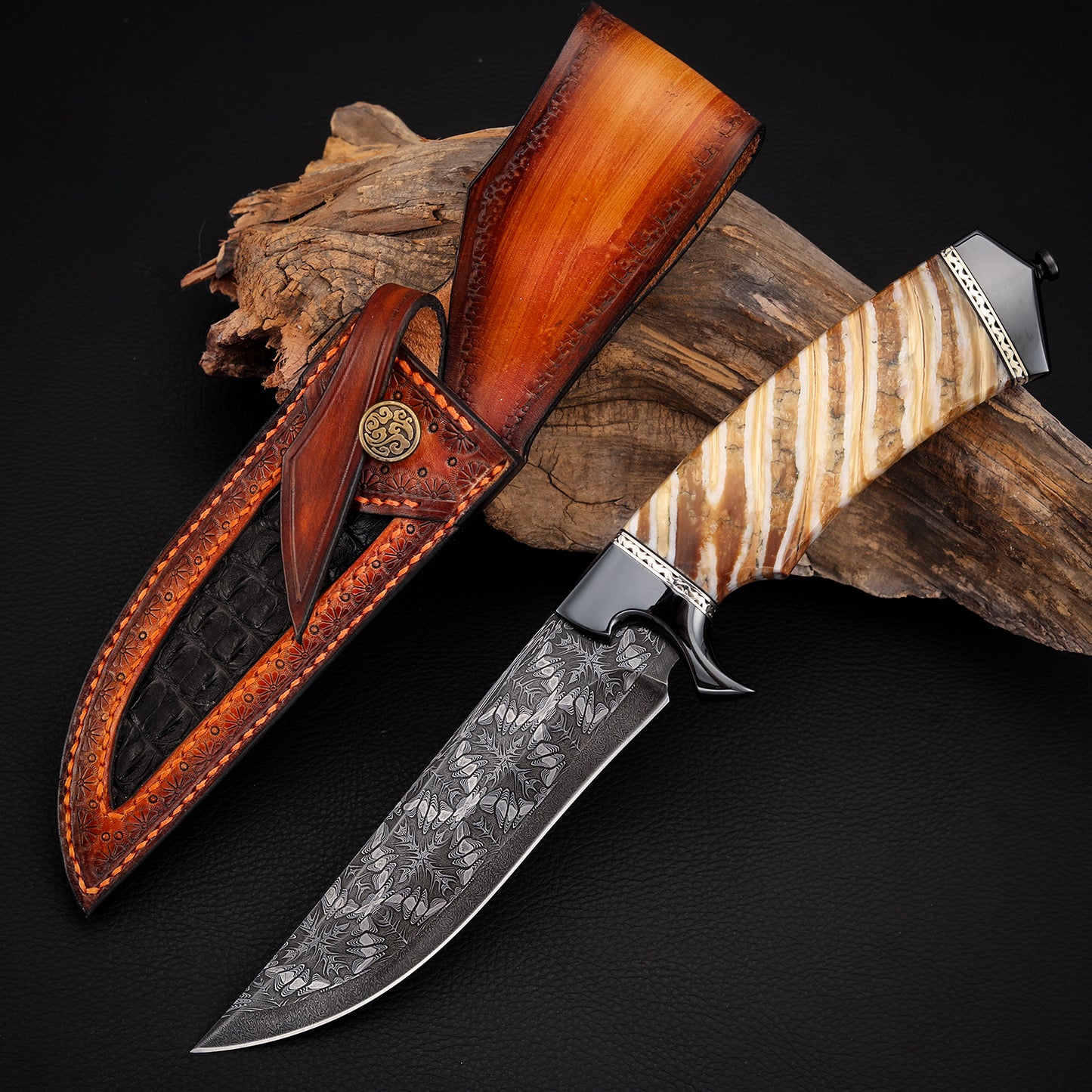 Damascus Hunter with Mammoth Tusks