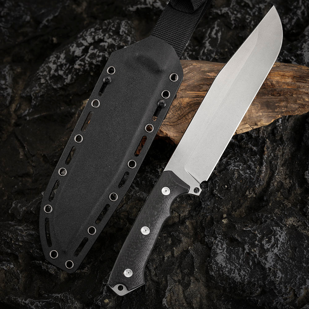 7.8 Inch Machete Fixed Blade Knife, DC53 Steel, Carbon Fiber Handle
