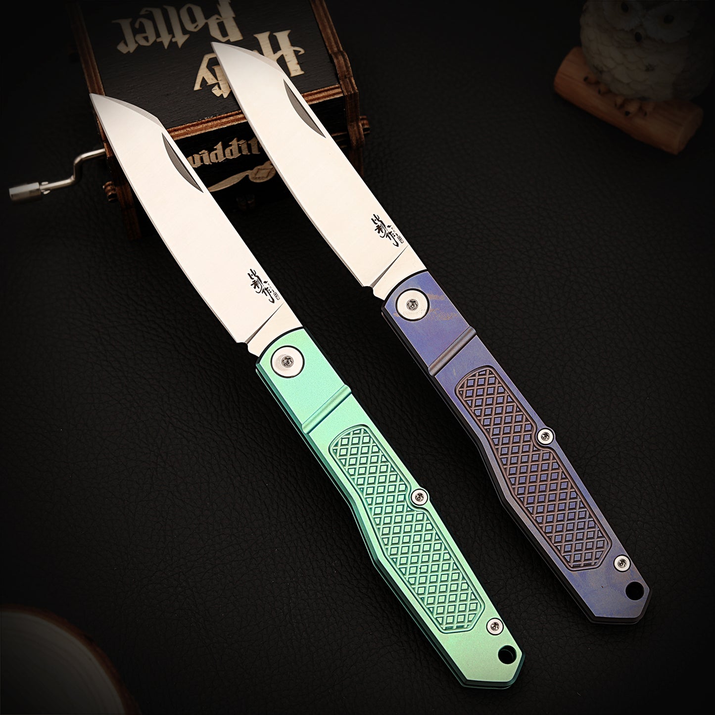 Slip Joint Knife Sheepfoot Blade (3" Vanax Steel) Titanium