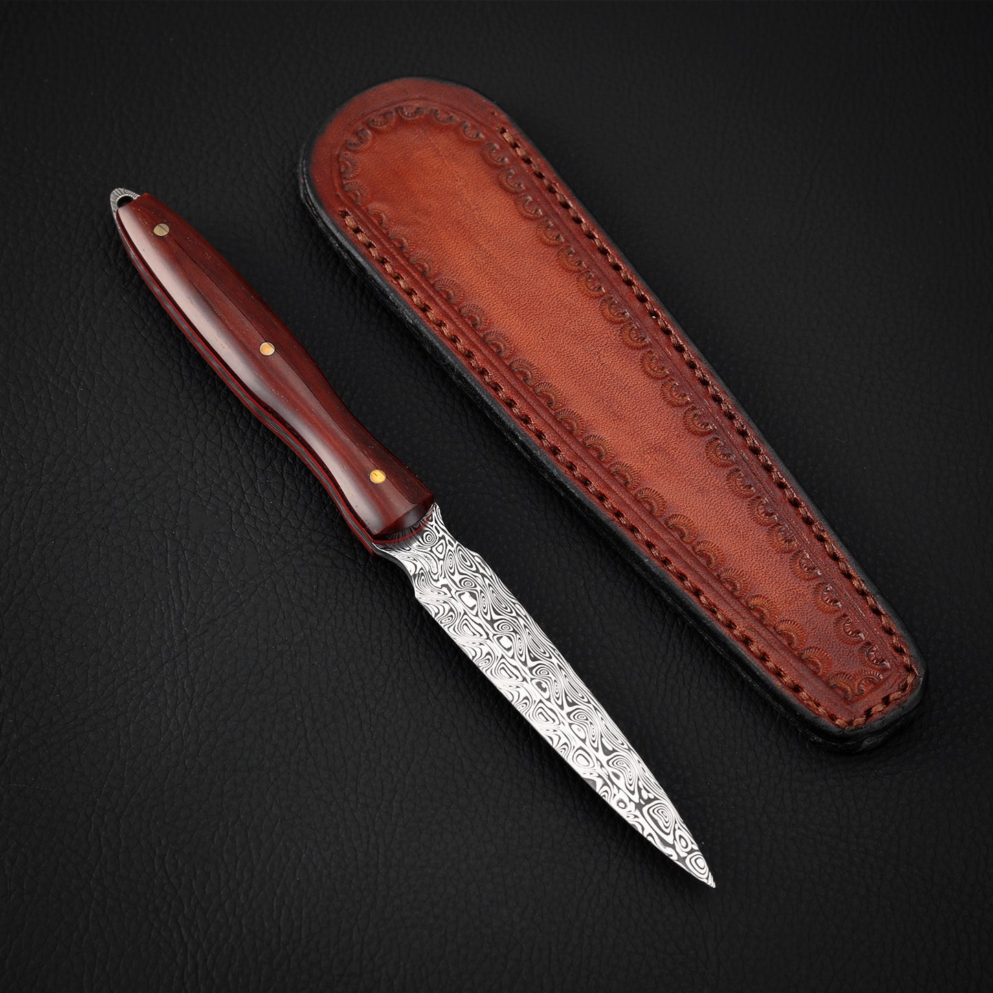 Tea Knife For Tea Cake, Damasteel, Ox Bone