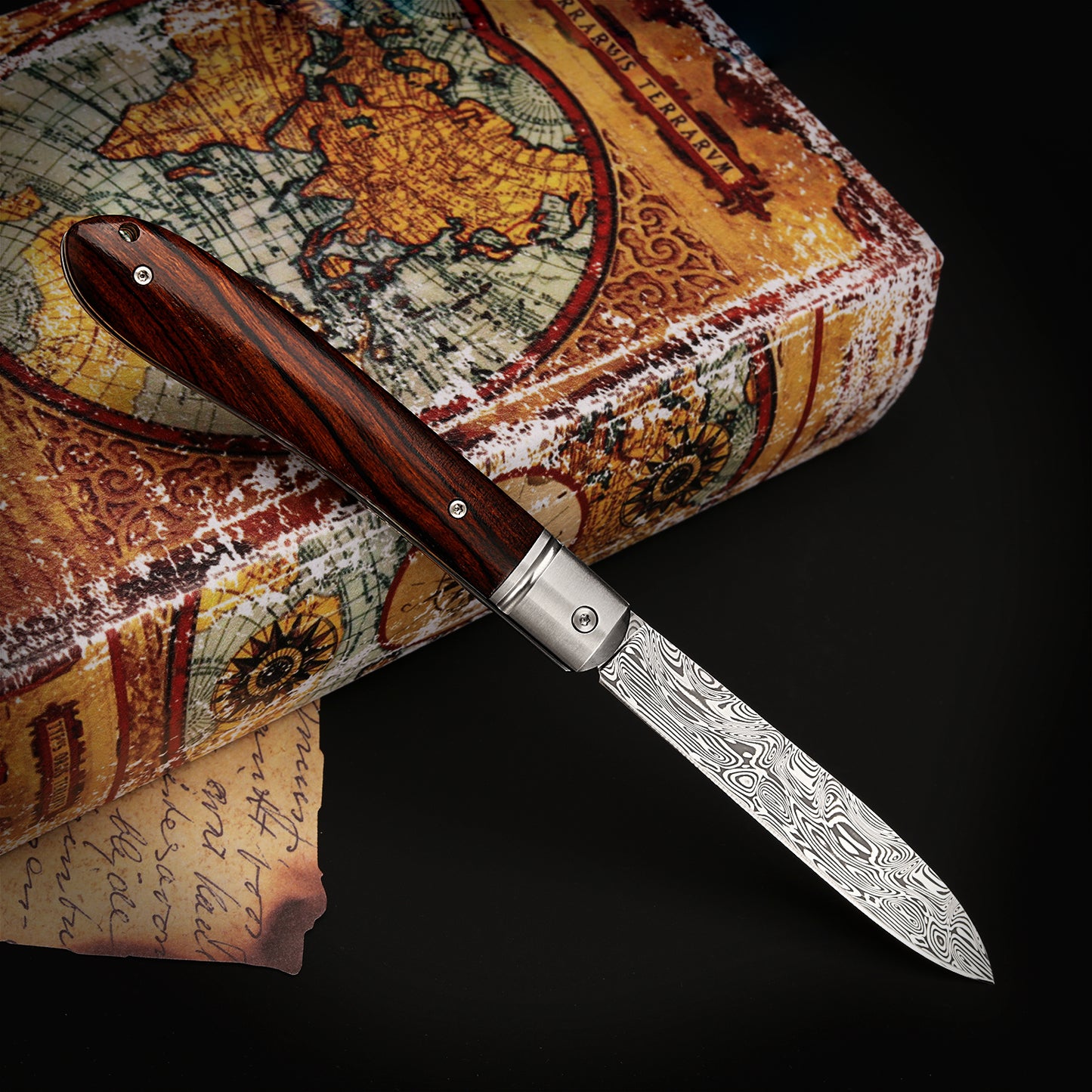 Slip Joint Knife in Damasteel with Ironwood Scales