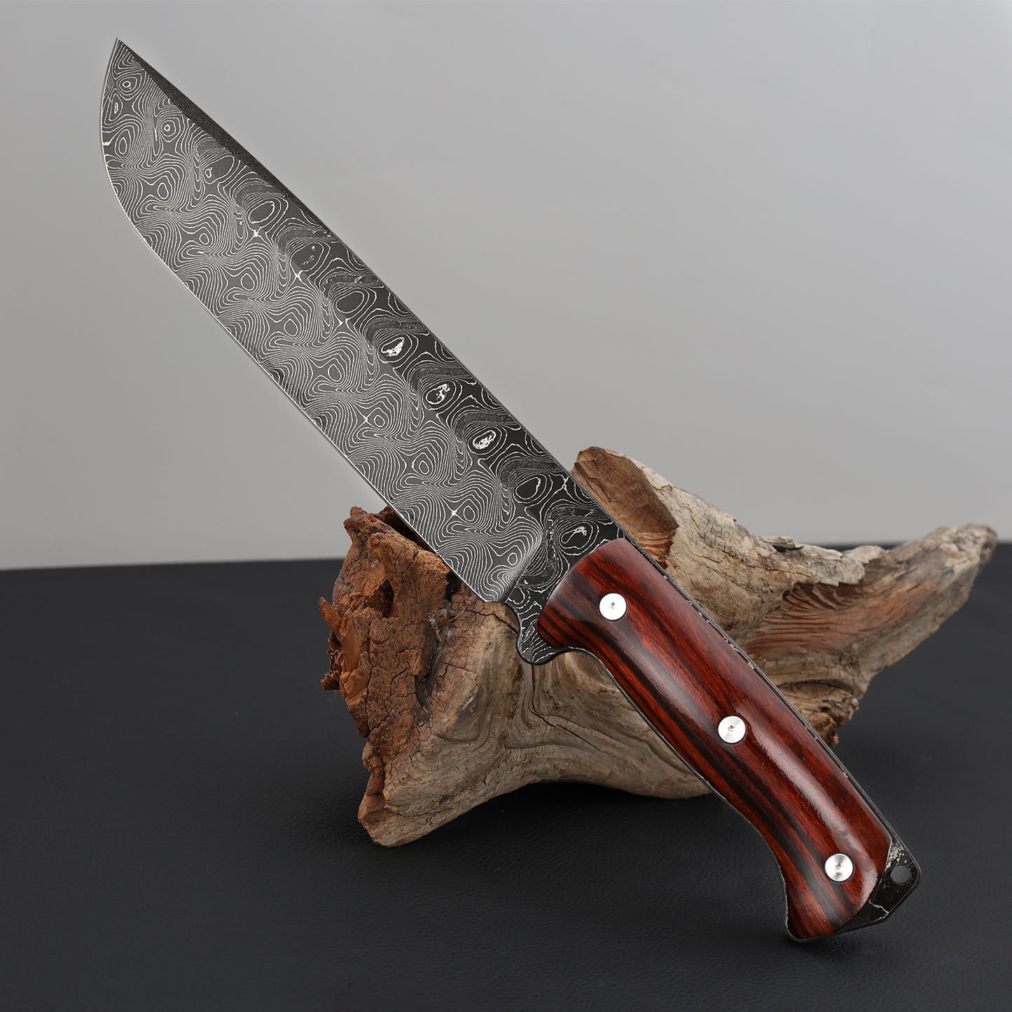 7.5" Damascus Steel Machete with Ironwood
