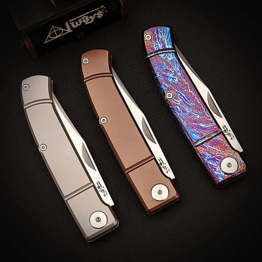 3.15 inch Slip Joint Knife Clip Point Blade (3.15" Vanax Steel) Titanium