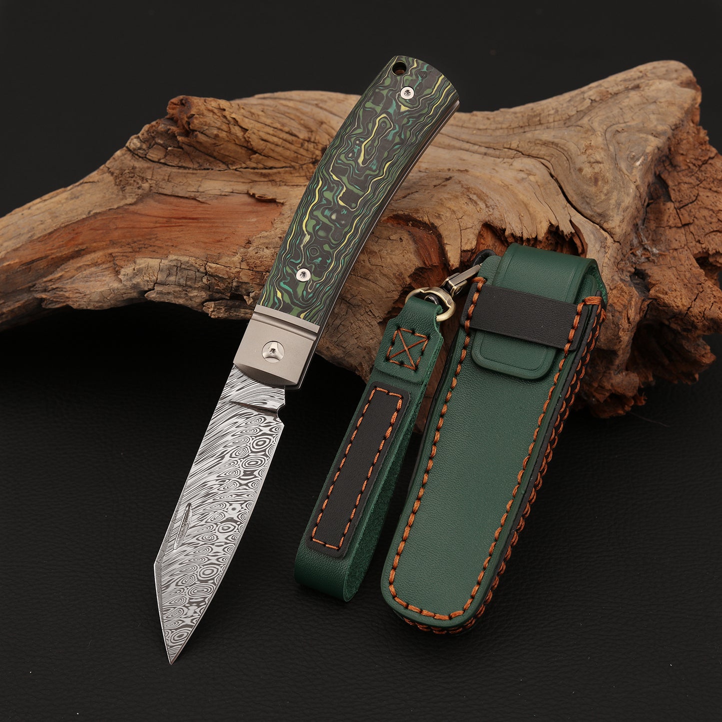 Slip Joint Pocket Knife in Damasteel with Carbon Fiber