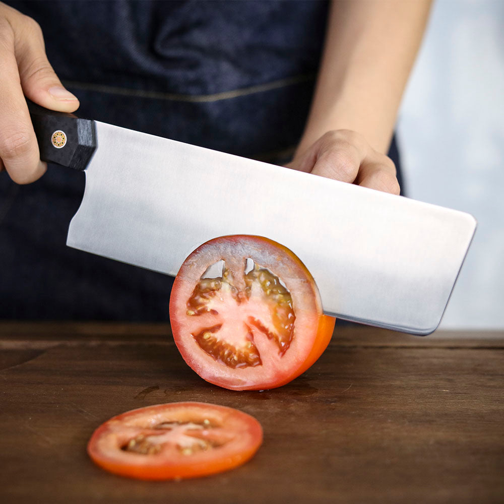 Nakiri Knife Vanax Steel 7 Inch Convex Grind Carbon Fiber