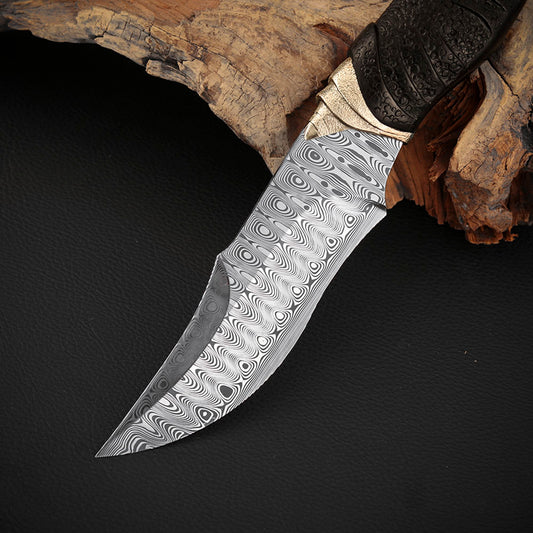 Rhino Custom Hand-engraved Fixed Blade Knife, Swedish Powder Damasteel™