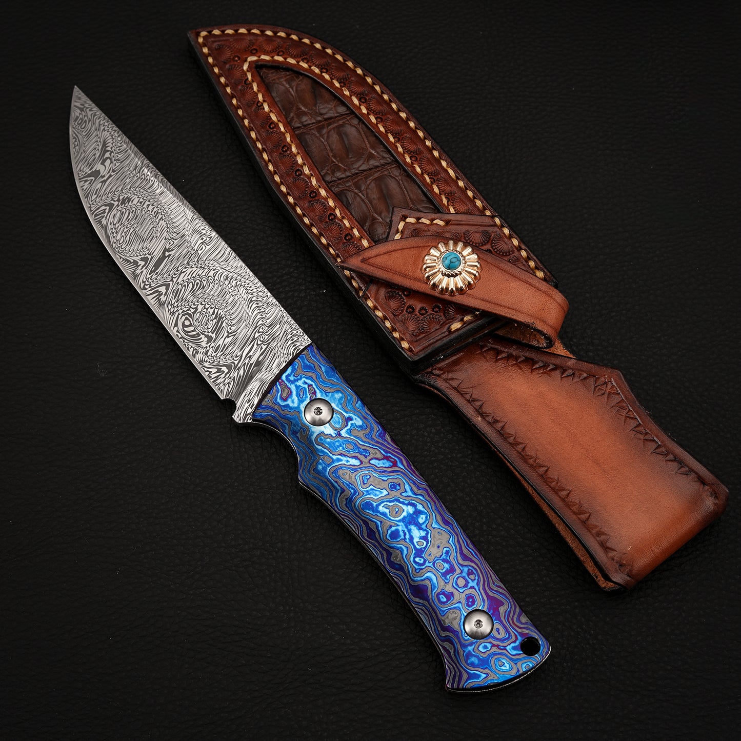Custom Fixed Blade Damasteel Zircuti