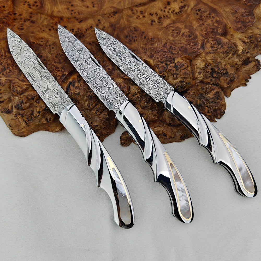 Pocketknife with Mother of Pearl Inlays, Damasteel Blade