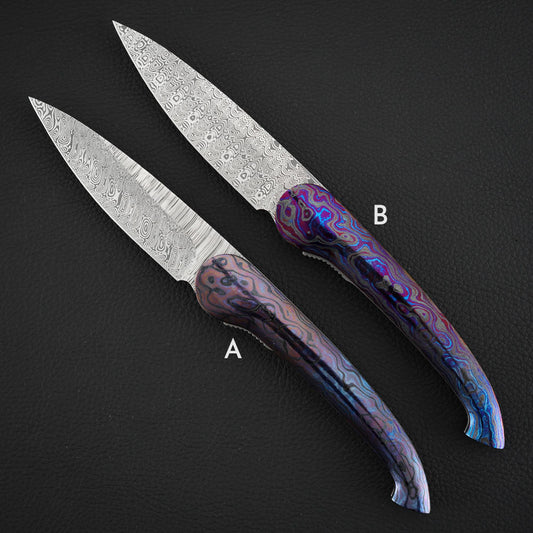 Liner Lock Front Flipper Folder in Damasteel with Zircuti