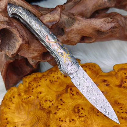 Celestial Hand-engraved Pocket Knife