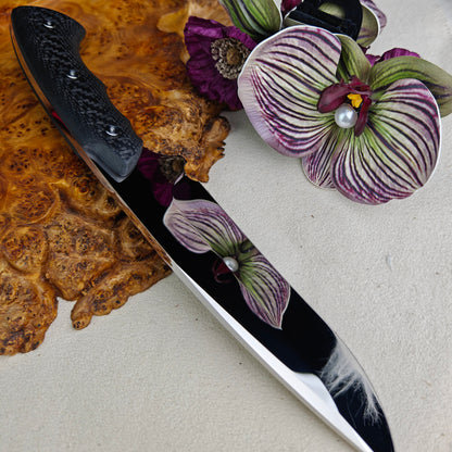 Mirror Polished Vanax Steel Fixed Blade Knife 6.7" Carbon Fiber