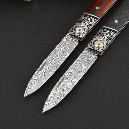 3.5 Incn Slip Joint Pocket Knife Powder Damascus Steel
