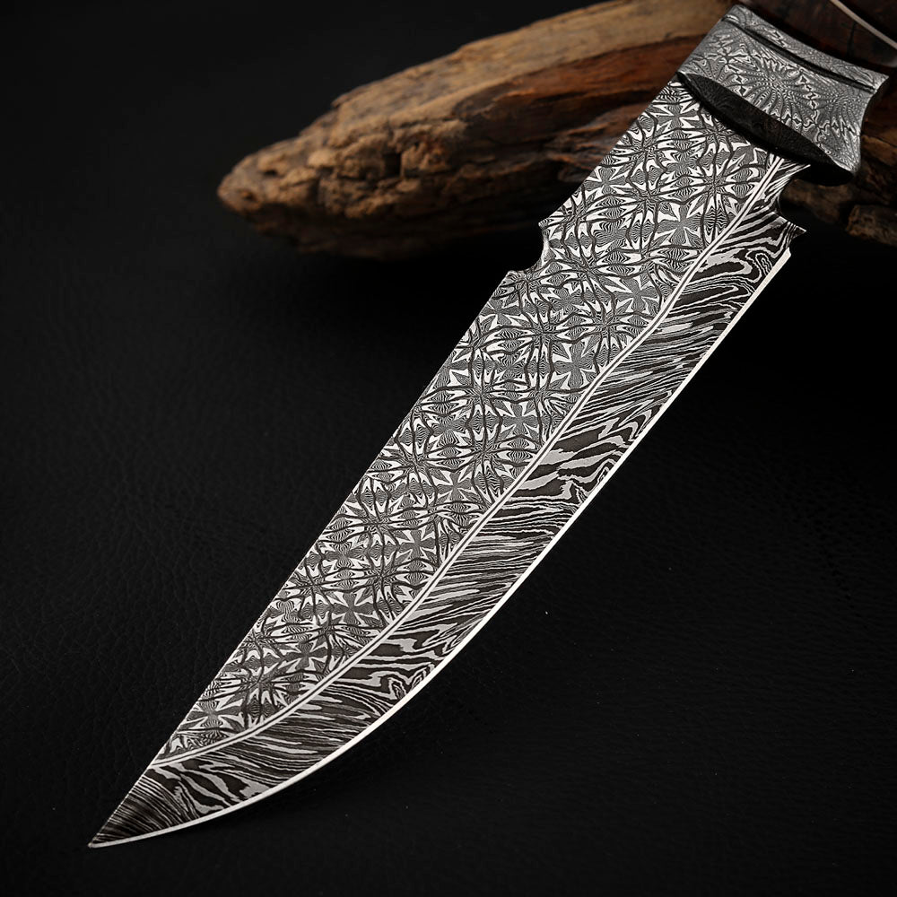Hand-forged and Welded Damascus Steel Hunting Knife