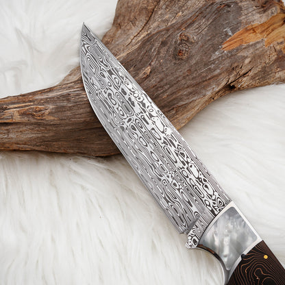 Custom Hunting Knife in Powder Damasteel with Carbon Fiber