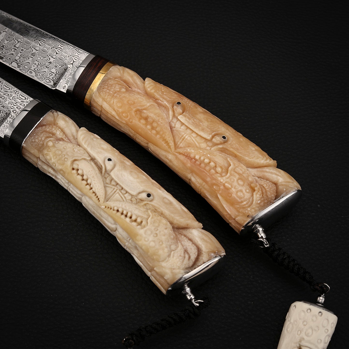 Crab Knife Damasteel Antler Handle