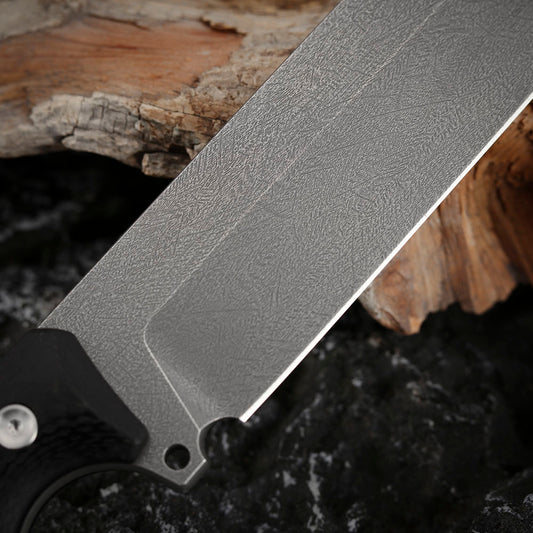 7.8 Inch Bushcraft Chopper in Wootz Steel with Leather Sheath