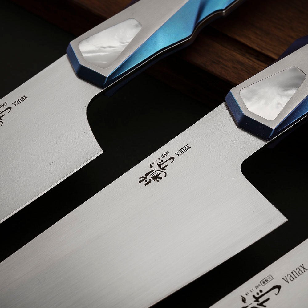 Custom 7" Vanax Steel Kitchen Cleaver Knife Titanium