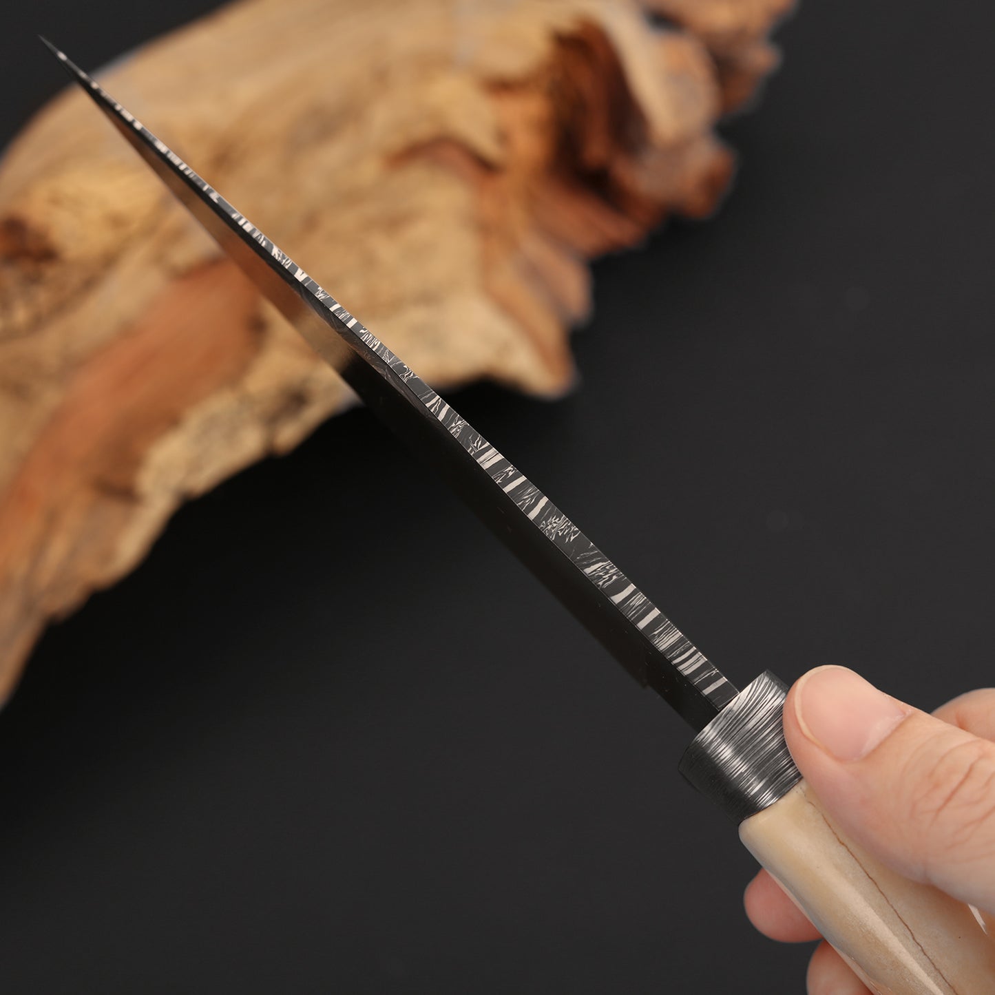 Customs Hunting Knife, Hand-forged Mosaic Damascus Steel