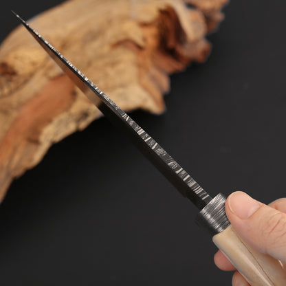 Customs Hunting Knife, Hand-forged Mosaic Damascus Steel