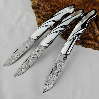 Pocketknife with Mother of Pearl Inlays, Damasteel Blade