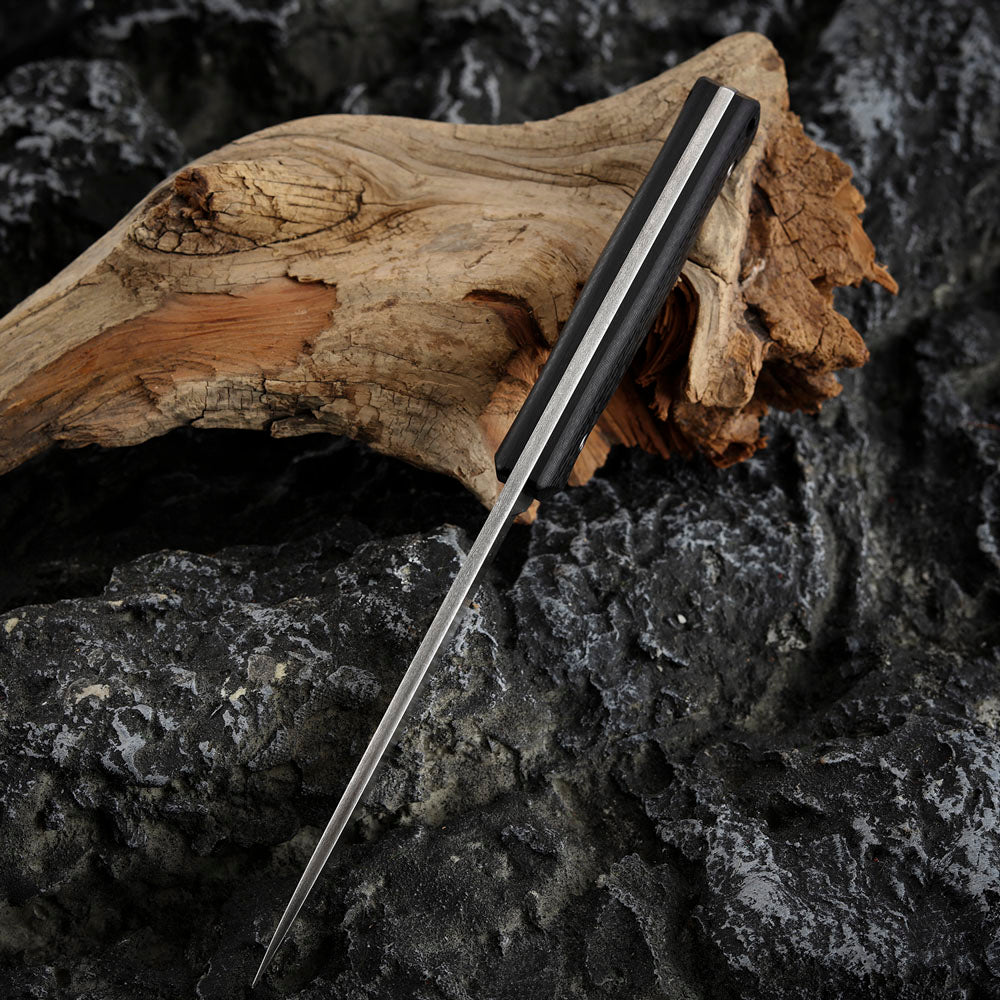 Wootz Steel 4.9 Inch Fixed Blade Knife Carbon Fiber