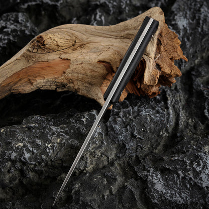 Wootz Steel 4.9 Inch Fixed Blade Knife Carbon Fiber