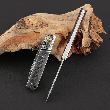 3.5 Incn Slip Joint Pocket Knife Powder Damascus Steel