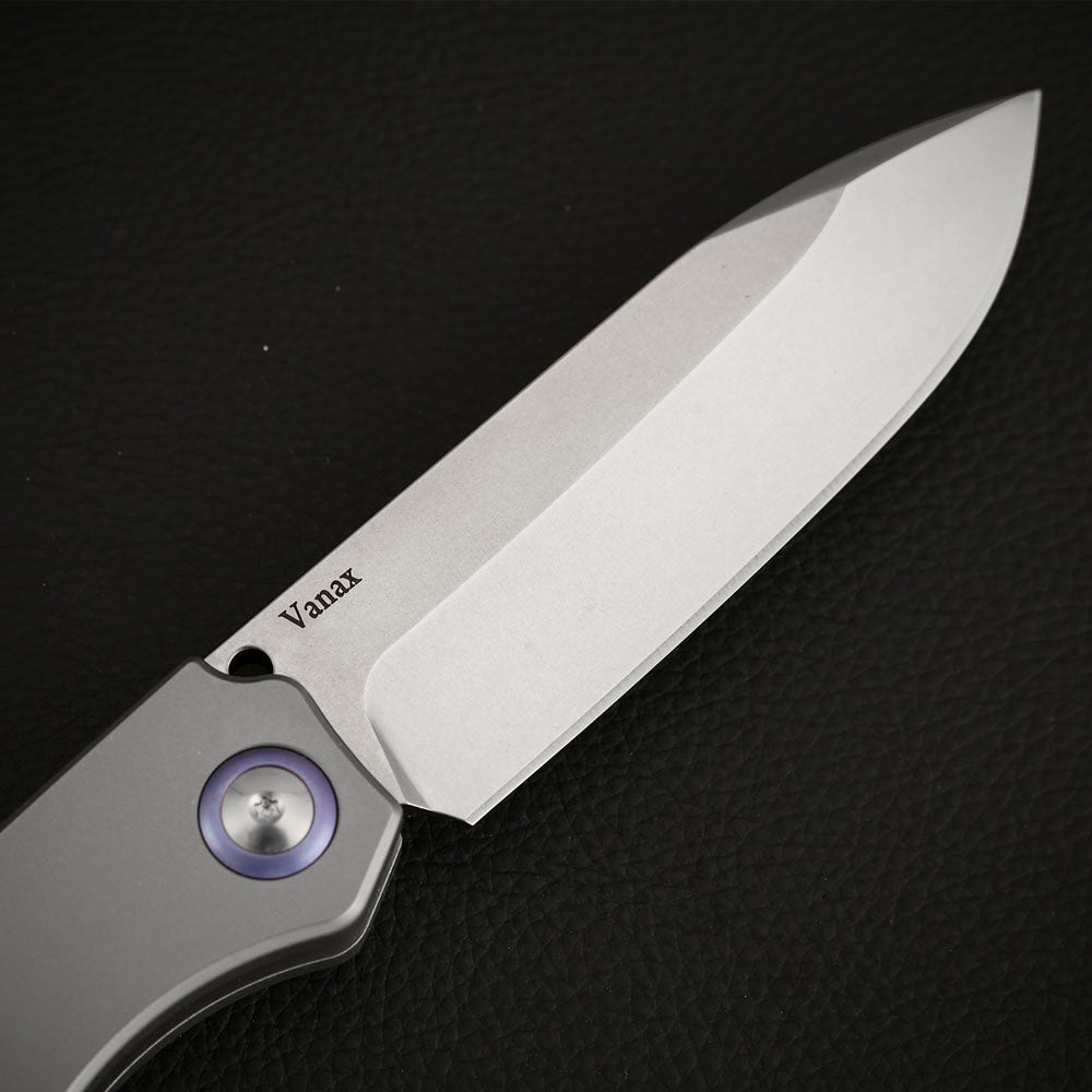 Drop Point Slip Joint Knife Vanax Steel 3.7 Inch Titanium