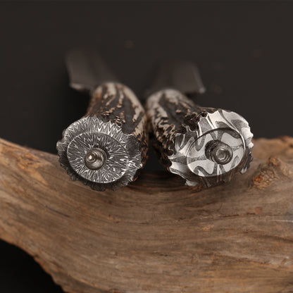 Custom Hunter in Feather Damascus with Buckhorn