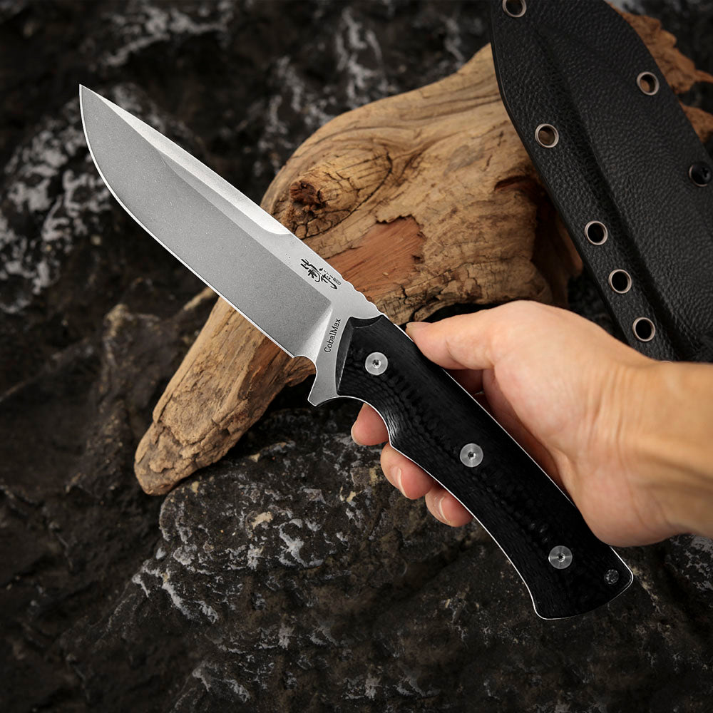 4.7 Inch Fixed Blade Knife, CobalMax Steel, Carbon Fiber