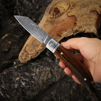 Slip Joint Pocket Knife in Damascus Steel with Carbon Fiber