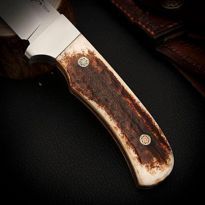 3.5" Fixed Blade Knife Full Tang Vanax Steel with Buckhorn