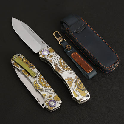 Drop Point Slip Joint Knife Vanax Steel 3.7 Inch Titanium