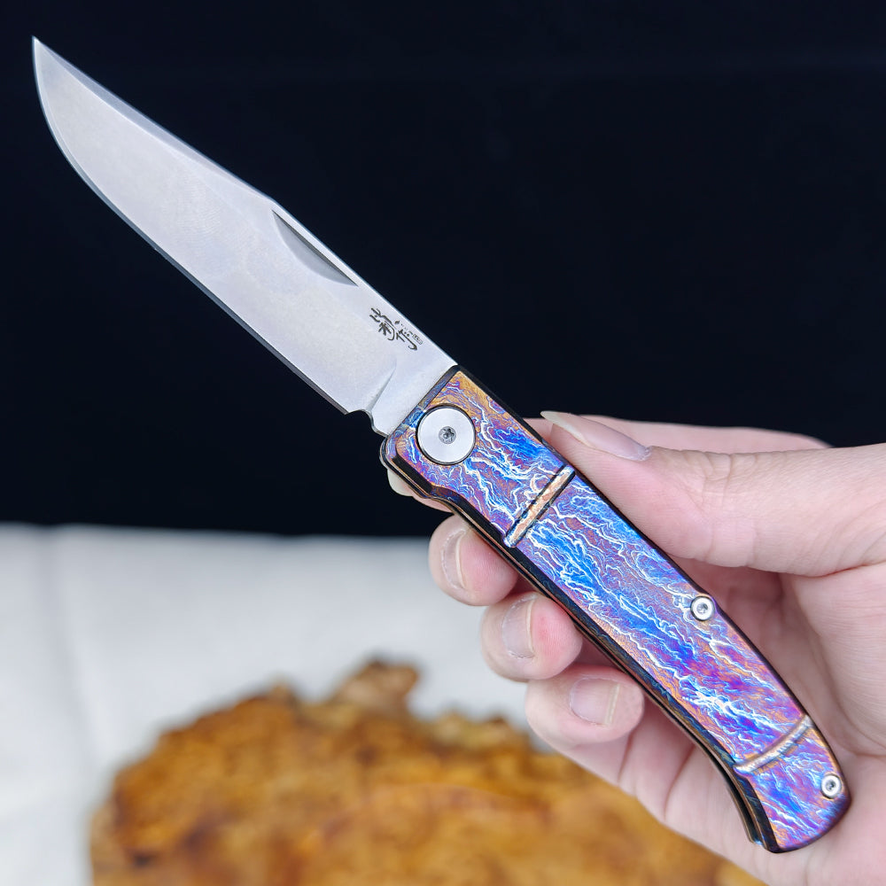 Slip Joint Pocket Knife (3.15" Vanax Steel) Lightning Strike Anodized Titanium