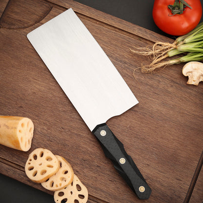 7" Vanax Steel Kitchen Cleaver Knife Carbon Fiber