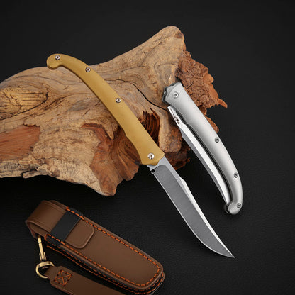 Trailing Point Titanium Slip Joint Pocket Knife, Vanax Steel