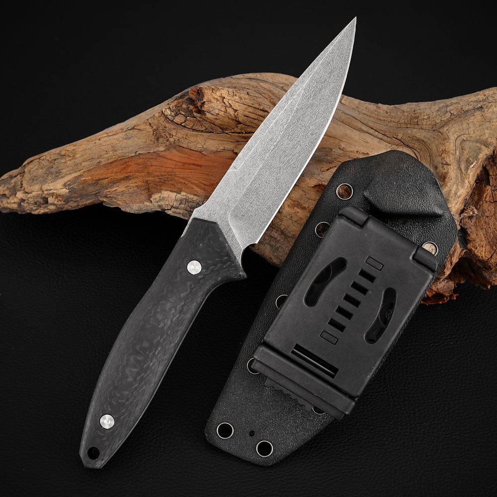 SLD-Magic Steel Fixed Blade Knife 4.6" Carbon Fiber