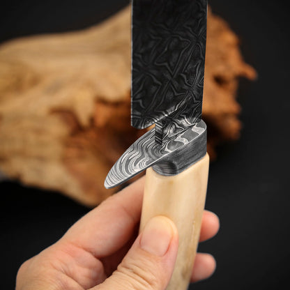 Customs Hunting Knife, Hand-forged Mosaic Damascus Steel