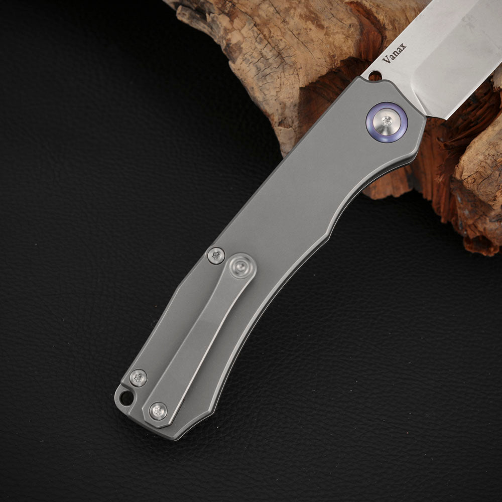 Drop Point Slip Joint Knife Vanax Steel 3.7 Inch Titanium