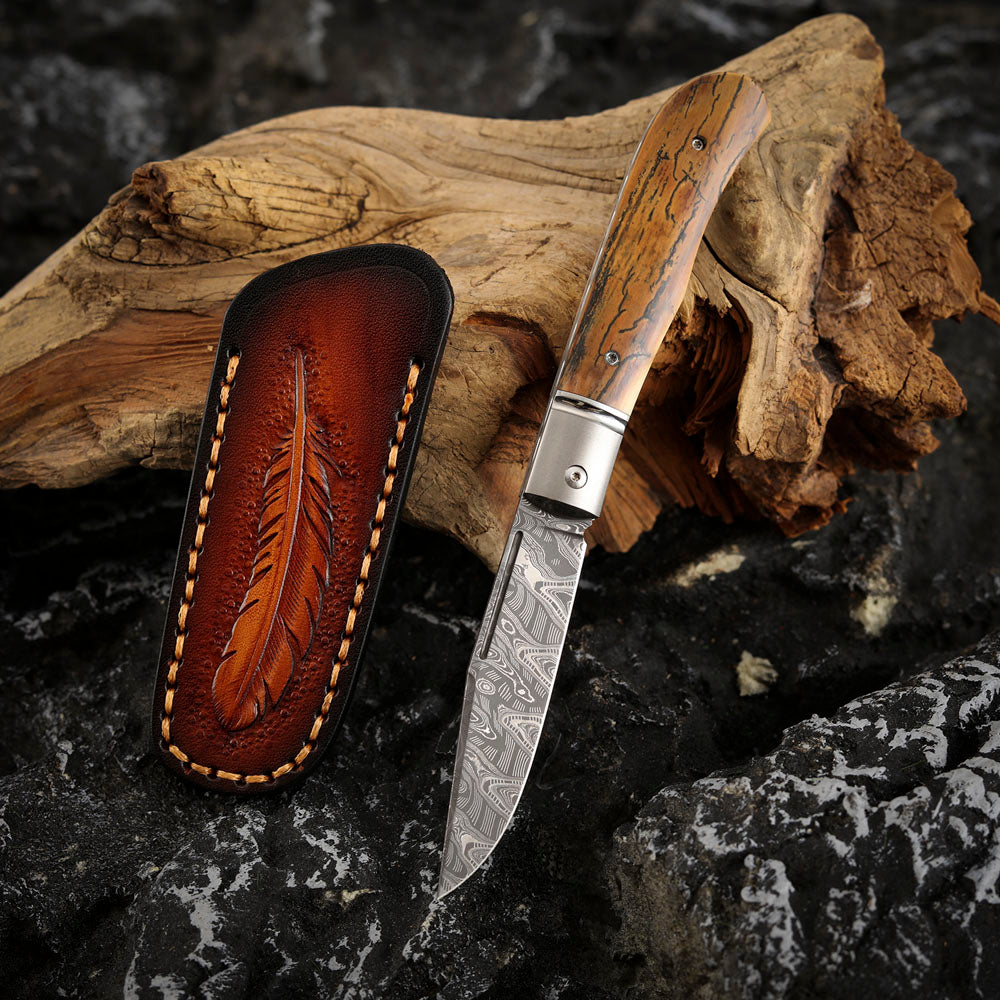 Hand-forged Custom Slip Joint Pocket Knife Damascus Steel