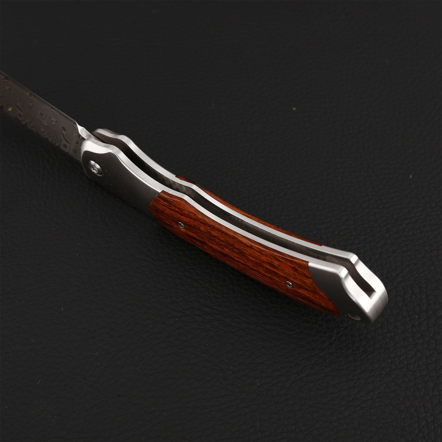 3 Inch Slip Joint Pocket Knife, Damascus Steel, Ironwood
