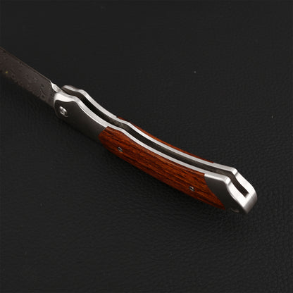 3 Inch Slip Joint Pocket Knife, Damascus Steel, Ironwood