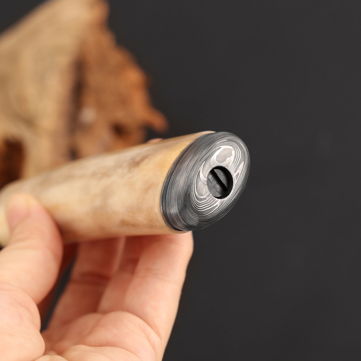 Customs Hunting Knife, Hand-forged Mosaic Damascus Steel