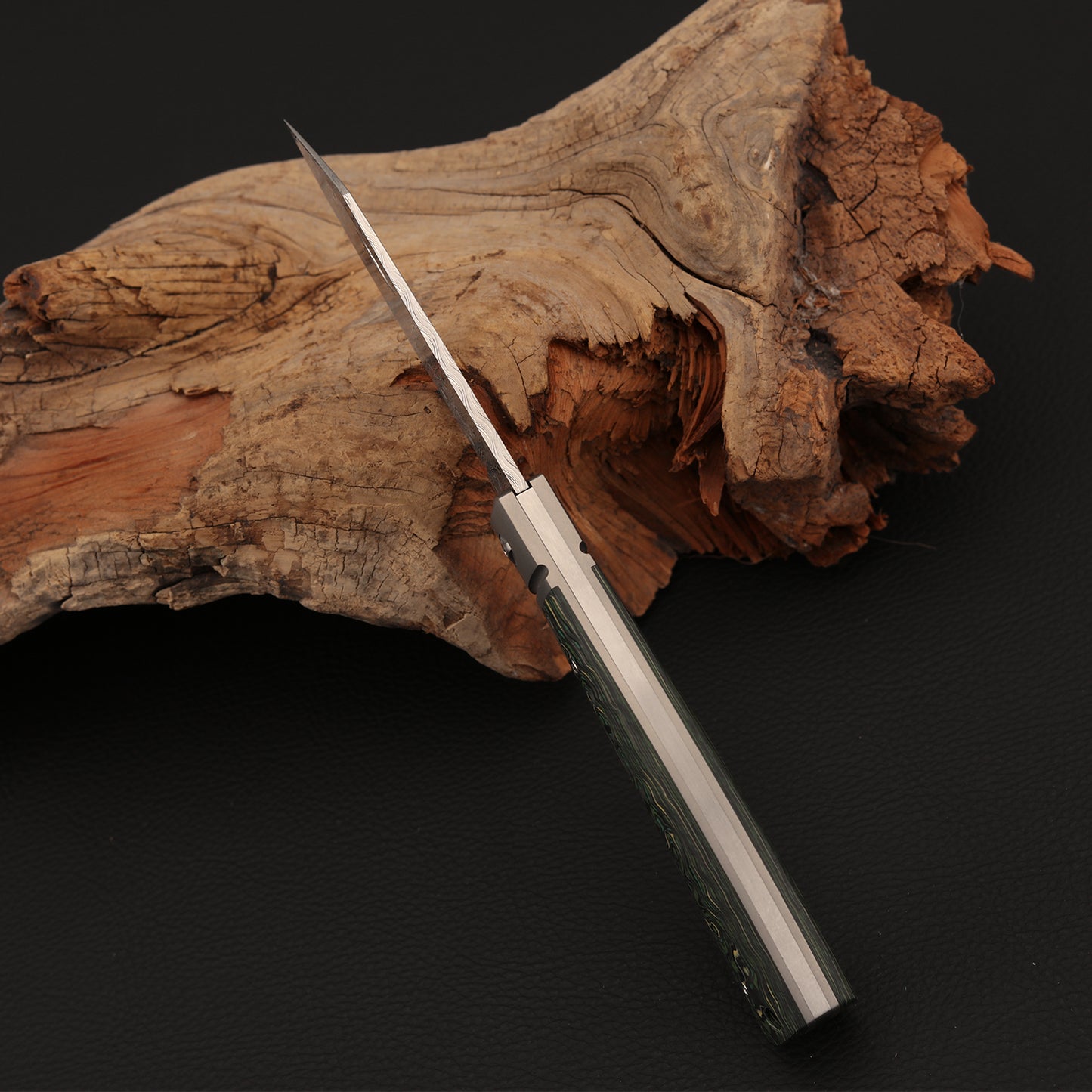 Slip Joint Pocket Knife in Damasteel with Carbon Fiber